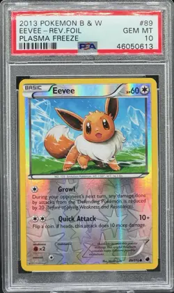 Pokemon Black And White Plasma Freeze Eevee Reverse Holo #89 PSA 10 Gem Mint - Image 1