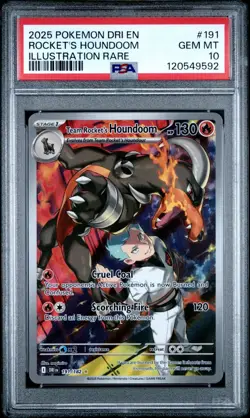 2025 POKEMON DESTINED RIVALS TEAM ROCKET'S HOUNDOOM #191 - PSA 10 - Image 1