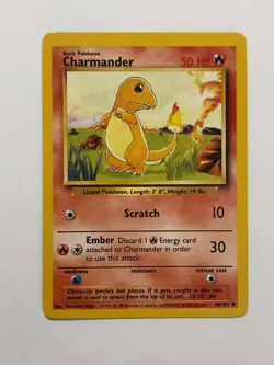 Pokemon Card Base Set Unlimited Charmander 46/102 Near Mint - Image 1