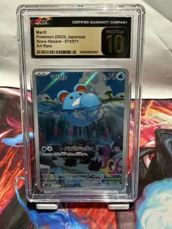 CGC 10 Pristine Marill 073/071 AR Art Rare Snow Hazard sv2P Pokemon Card - Image 1