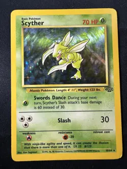 Pokemon Scyther TCG Jungle Holo Card 10/64 Unlimited Rare, MP Clean Front B - Image 1