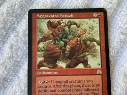Magic the Gathering MTG 1x Aggravated Assault Onslaught HP - Image 2