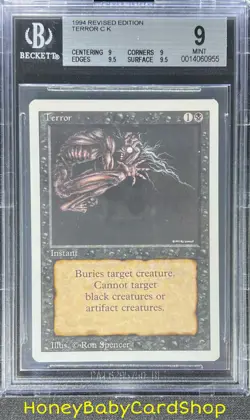 MTG 3rd Edition Revised 1994 Terror BGS 9.0Q++ (Quad++) MINT Old School 93/94 - Image 1