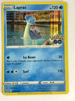 Pokemon TCG Pokemon GO Miscut Error Holographic Lapras 023/078 Near Mint - Image 1