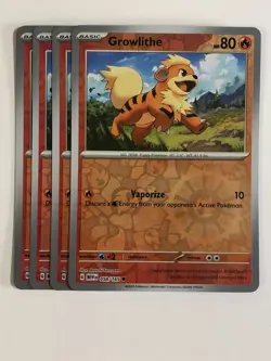 Pokemon TCG 151 4x Playset Reverse Holographic Growlithe 058/165 Near Mint - Image 1