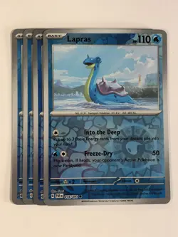Pokemon TCG Paldean Fates 4x Playset Reverse Holographic Lapras 016/091 NM - Image 1