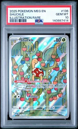 2025 Pokemon Shuckle #136 Mega Evolutions Illustration Rare Gem Mint PSA 10 - Image 1