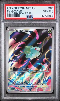 2025 Pokemon PSA 10 Bulbasaur #133/132 Mega Evolution Base Set Illustration Rare - Image 1