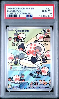 2024 POKEMON SSP EN-SURGING SPARKS ILLUSTRATION RARE #207 CLOBBOPUS PSA 10 - Image 1