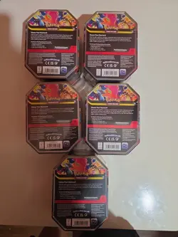 5x Pokemon TCG Phantasmal Flames Mega Charizard 3X and 2Y Tins Sealed - Image 2