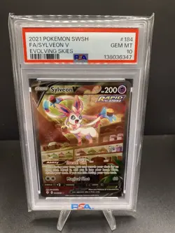 2021 POKEMON SWORD & SHIELD EVOLVING SKIES #184 FULL ART/SYLVEON V PSA 10 - Image 1