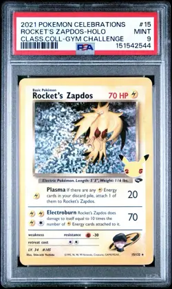 2021 POKEMON CELEBRATIONS CLASSIC COLLECTION #15 ROCKET'S ZAPDOS-HOLO PSA 9 - Image 1