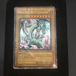 Yugioh Blue-Eyes White Dragon LOB-001 Card 1996 - Image 1