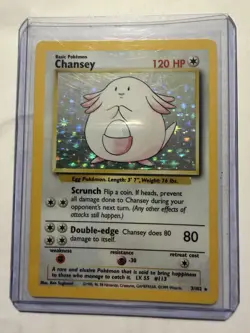 Pokemon Chansey Base Set Holo Rare 3/102 120 HP Wizards of the Coast Card - Image 1