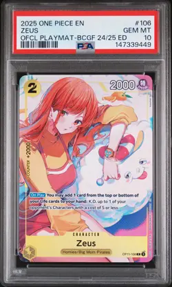 PSA 10 2025 ZEUS NAMI 106 PLAYMAT BANDAI CARD GAMES FEST 24-25 ONE PIECE - Image 1