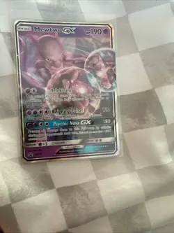 Pokemon TCG Mewtwo GX Black Star Promo Card SM196 Ultra Rare Sun Moon Holo LP - Image 1