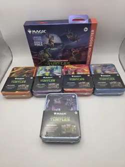 MTG TMNT Tin Set of 5 & Collectors Box, Splinter Figure, Nintendo Game - Image 1