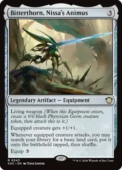 NM Bitterthorn, Nissa's Animus, MTG, Strixhaven Commander, Magic, 343 - Image 1