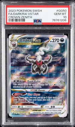2023 POKEMON SWORD & SHIELD CROWN ZENITH #GG50 FULL ART/DARKRAI VSTAR PSA 10 - Image 1
