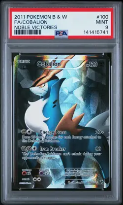 2011 POKEMON BLACK & WHITE NOBLE VICTORIES #100 FULL ART/COBALION PSA 9 - Image 1