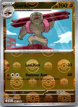 Gurdurr (Poke Ball Pattern) 048/086 Common - Pokemon SV: Black Bolt NM - Image 1