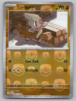 Timburr (Master Ball Pattern) 047/086 Holo Common Black Bolt Pokemon Near Mint - Image 1