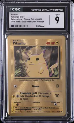 2021 POKEMON CELEBRATIONS GOLD METAL UPC #58 PIKACHU CGC 9 - Image 1