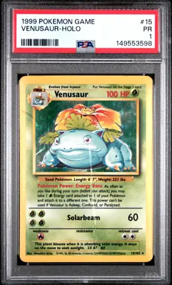 PSA 1 PR 1999 Base Set Venusaur 15/102 Holo Foil Pokemon WOTC Unlimited - Image 1