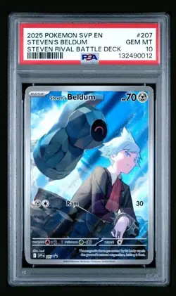 PSA 10 Steven's Beldum Illustration Rare #207 2025 Pokemon Black Star Promo - Image 1