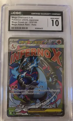 CGC 10 Mega Charizard X ex 223/193 Mega Dream ex Japanese Pokemon - Image 1