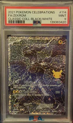 2021 POKEMON CELEBRATIONS CLASSIC COLLECTION #114 FULL ART/ZEKROM PSA 9 MINT - Image 1