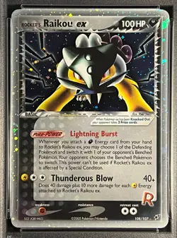 2005 Pokemon EX Deoxys-Rocket's Raikou Ex 108/107 Secret Rare Holo- NM-MT PSA 8 - Image 3