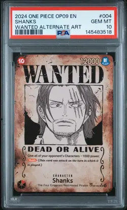 2024 ONE PIECE OP09-EMPERORS IN THE NEW WORLD WANTED ALTERNATE ART SHANKS PSA 10 - Image 1