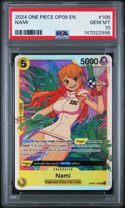 2024 One Piece OP08 Nami 106 Two Legends Super Rare PSA 10 - Image 1