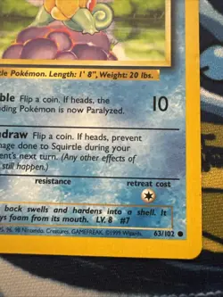 1999 Squirtle 63/102 - Base Set - Common - Pokemon - LP - Image 5