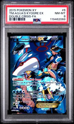 2015 POKEMON XY DOUBLE CRISIS #6 FULL ART/TEAM AQUA'S KYOGRE EX PSA 8 - Image 1