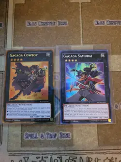 YUGIOH GAGAGA COWBOY PGL3 GOLD + GAGAGA SAMURAI WSUP SUPER 1ST ED NM - Image 1