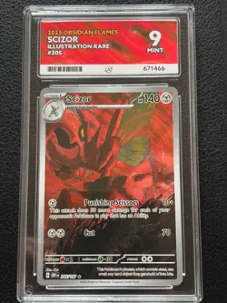 Pokemon Scizor TCG Holo Illustration Rare Card 205/197 Obsidian Flames Ace 9 - Image 1