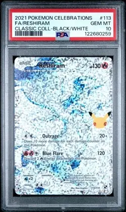 RESHIRAM #113/114 PSA 10 • 2021 Celebrations: Classic Coll Holo Black & White - Image 1