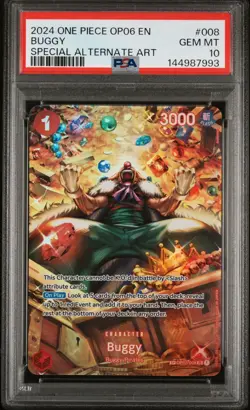 2024 One Piece Op06-Wings Of The Captain Buggy Special Alternate Art PSA 10 #008 - Image 1