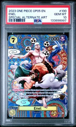 2023 ONE PIECE OP05 #100 AWAKENING OF THE NEW ERA ENEL SP SPECIAL ALT ART PSA 10 - Image 1