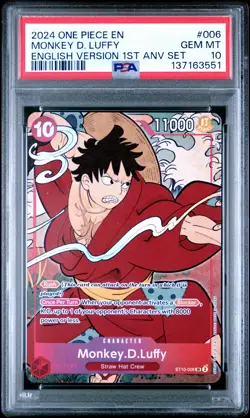 2024 ONE PIECE ENGLISH VERSION 1ST ANV SET #006 MONKEY D. LUFFY PSA 10 - Image 1