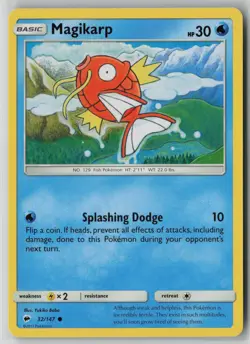 Magikarp 32/147 Pokemon Burning Shadows Common Card Lightly Played (LP) 1 - Image 1