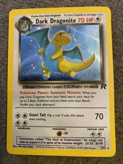 Pokemon Dark Dragonite 5/82 Team Rocket Holo Rare Unlimited 70 HP 2000 Card - Image 1