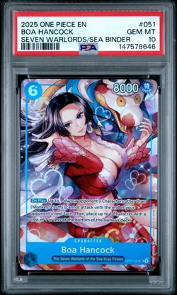 2025 ONE PIECE 051 SEVEN WARLORDS OF THE SEA PROMO CARD BOA HANCOCK PSA 10 - Image 1