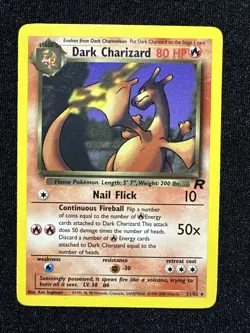Pokemon TCG WOTC Dark Charizard TCG Non-Holo Rare Card 21/82 Vintage MP - Image 1