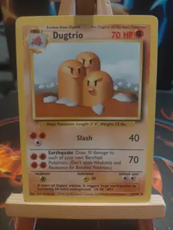 Pokemon TCG WOTC Base Set Dugtrio Card 19/102 LP Excellent Condition - Image 1