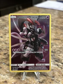 Pokemon Armored Mewtwo Promo Holo SM228 English Heavy Play - Image 1