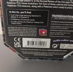 Pokemon Jolteon V Eevee Evolutions Tin 2021 Factory Sealed, 4 packs included - Image 3