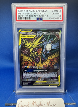 2019 POKEMON SM BLACK STAR PROMO FULL ART/MOLTRES & ZAPDOS & ARTICUNO GX PSA 10 - Image 3